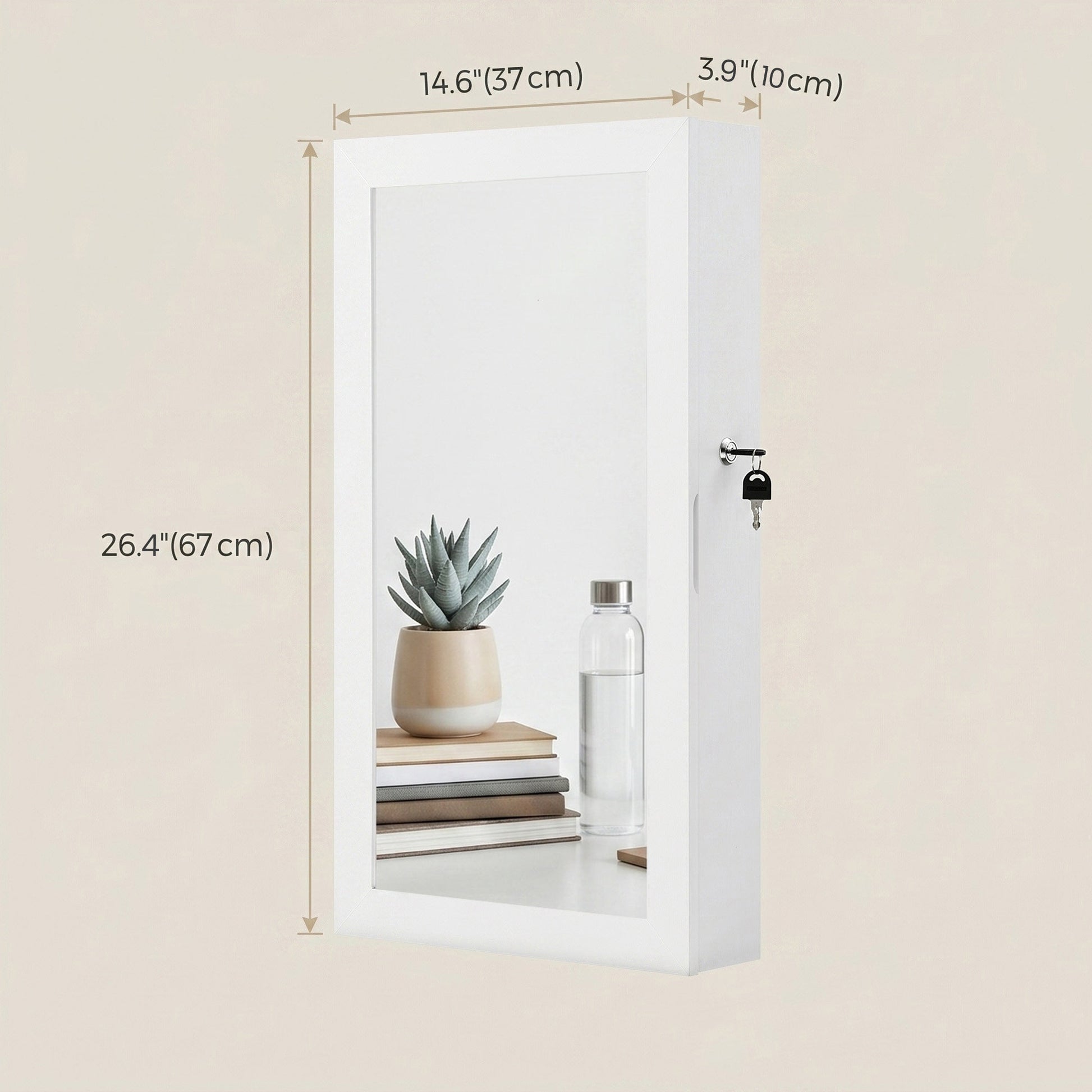 Lockable Jewellery Cabinet Armoire with Mirror, Wall-Mounted Space Saving Jewellery Storage Organizer - image 3