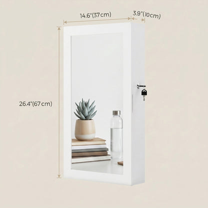 Lockable Jewellery Cabinet Armoire with Mirror, Wall-Mounted Space Saving Jewellery Storage Organizer - image 3