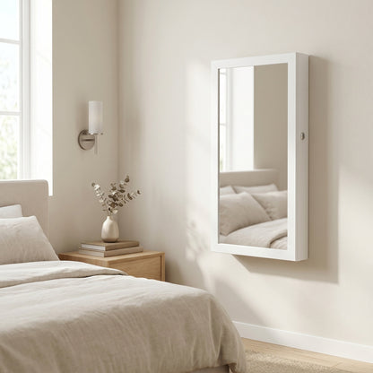 Lockable Jewellery Cabinet Armoire with Mirror, Wall-Mounted Space Saving Jewellery Storage Organizer - image 4