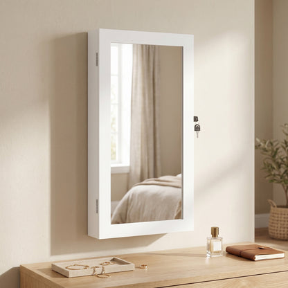 Lockable Jewellery Cabinet Armoire with Mirror, Wall-Mounted Space Saving Jewellery Storage Organizer - image 5