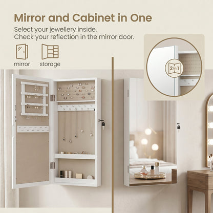 Lockable Jewellery Cabinet Armoire with Mirror, Wall-Mounted Space Saving Jewellery Storage Organizer - image 8