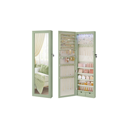 Lockable Wall or Door Mounted Jewelry Armoire Organizer with Mirror - HWLEXTRA 