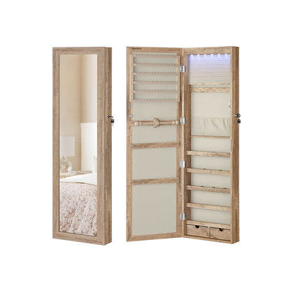Lockable Wall or Door Mounted Jewelry Armoire Organizer with Mirror - HWLEXTRA 