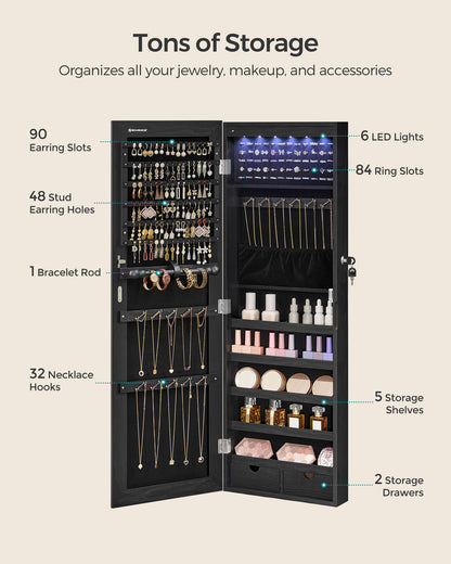 Hanging Jewelry Cabinet with LED Lights