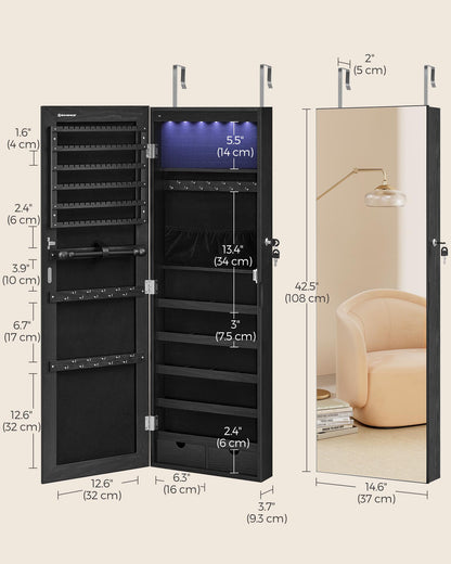 Hanging Jewelry Cabinet with LED Lights