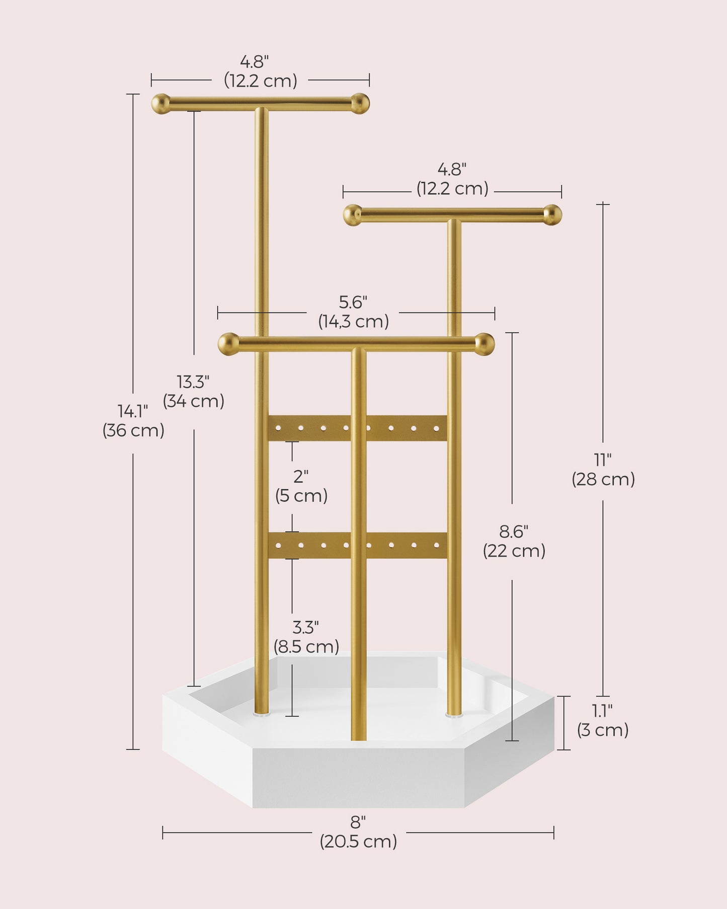 Jewelry Holder with Metal Frame