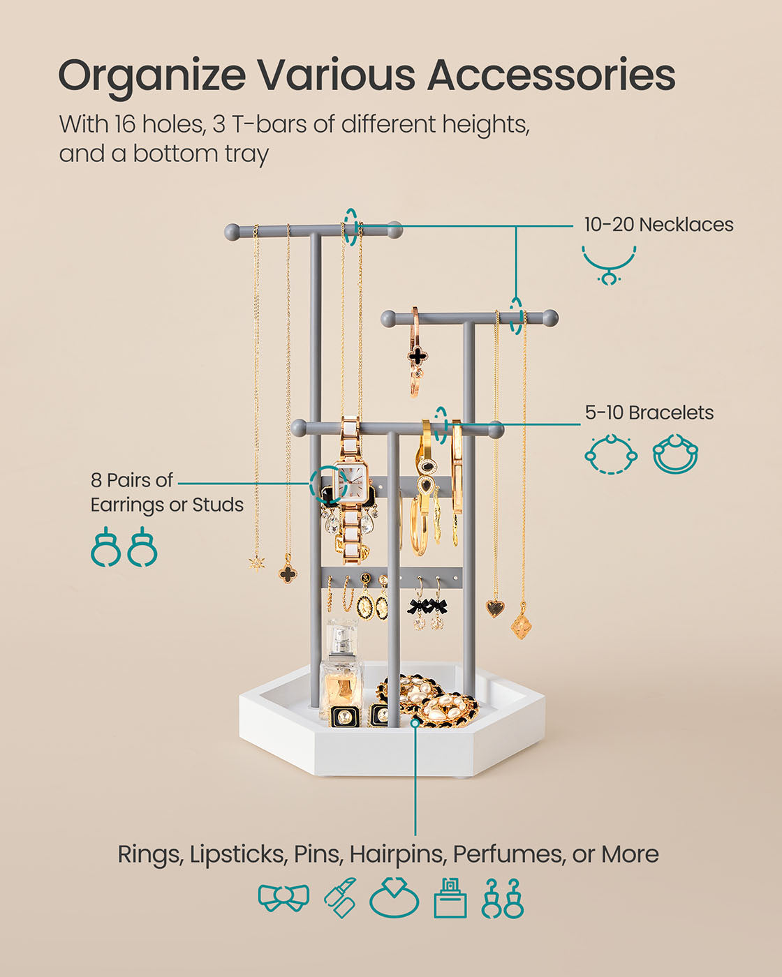 Jewelry Holder with Metal Frame