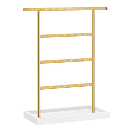 4-Tier Earring Holder Organizer Stand White and Gold Color