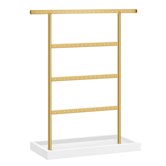 4-Tier Earring Holder Organizer Stand White and Gold Color