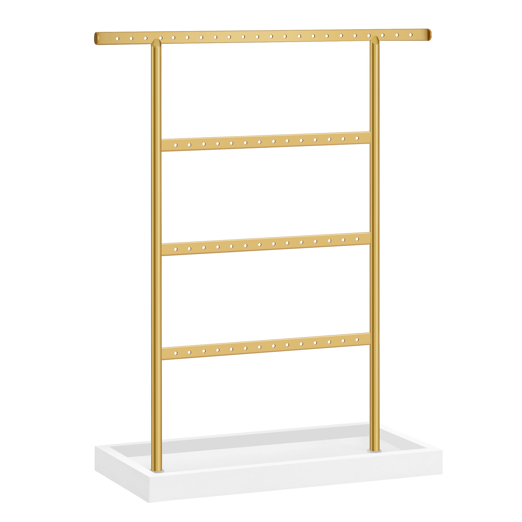 4-Tier Earring Holder Organizer Stand White and Gold Color