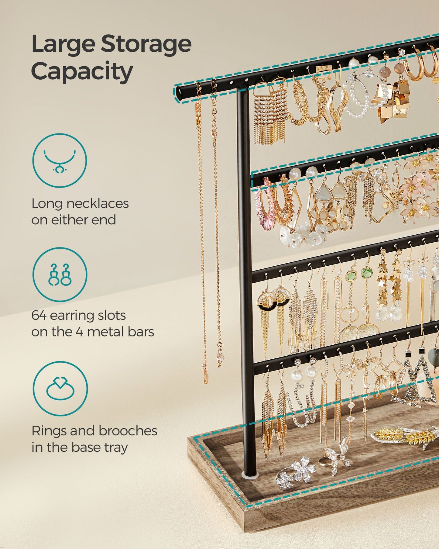 4-Tier Jewelry Holder Organizer