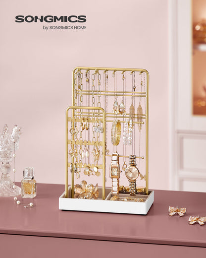 Porte-bijoux en métal avec plateau doré