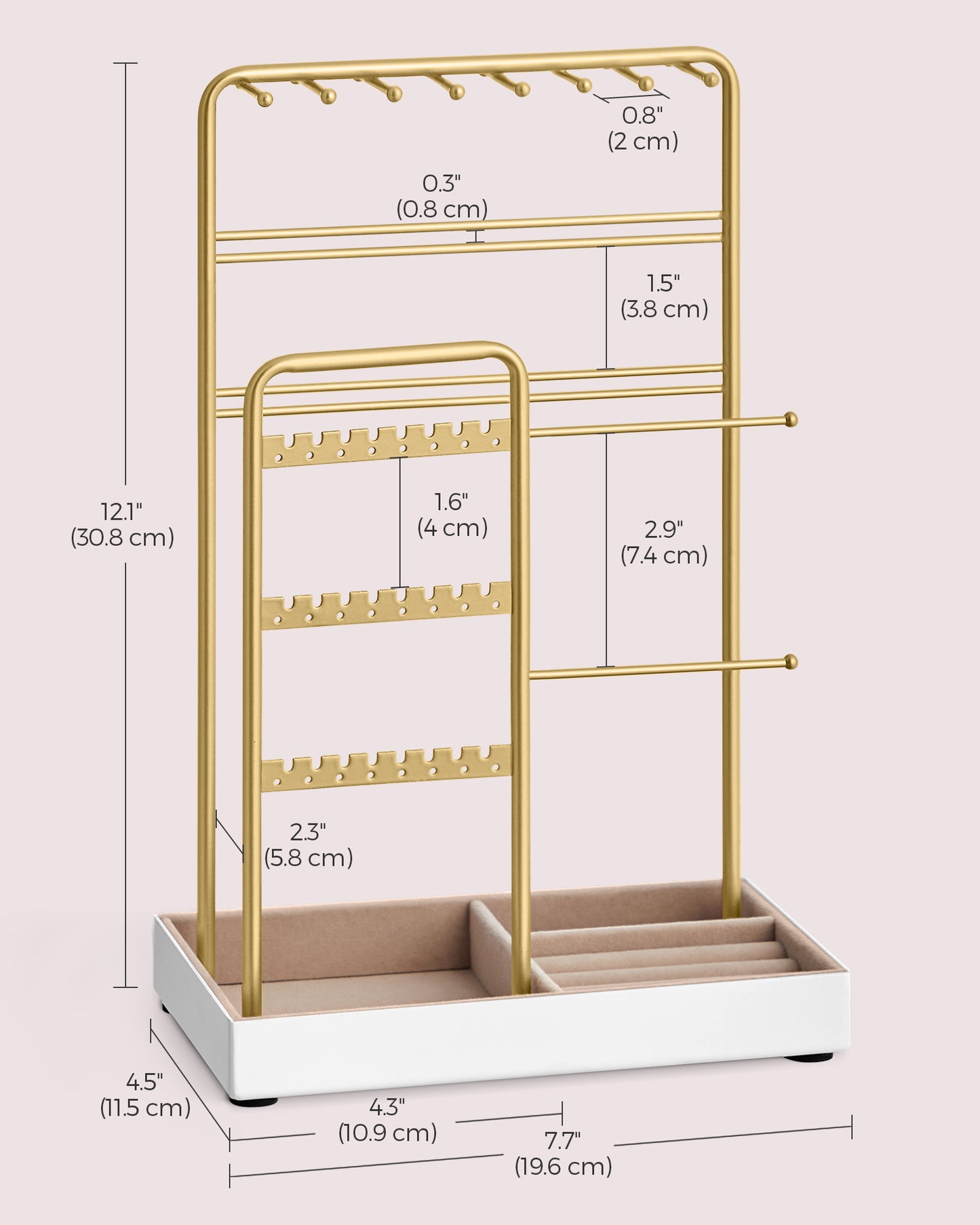 Porte-bijoux en métal avec plateau doré