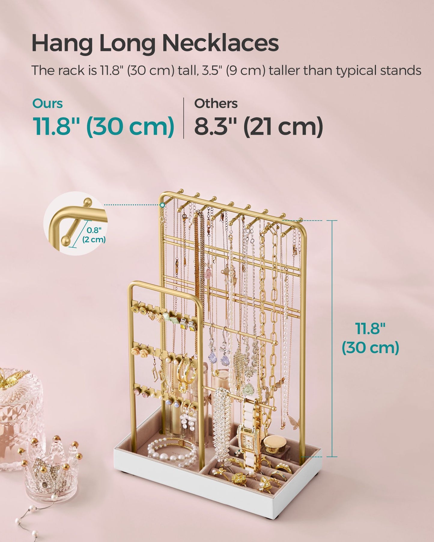 Porte-bijoux en métal avec plateau doré
