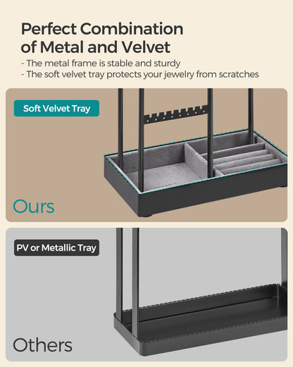 Jewelry Holder with Metal Frame and Velvet Tray - HWLEXTRA 