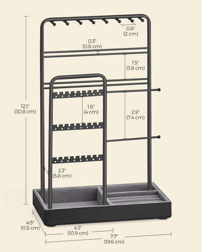 Jewelry Holder with Metal Frame and Velvet Tray - HWLEXTRA 