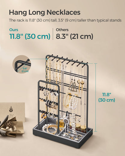 Jewelry Holder with Metal Frame and Velvet Tray - HWLEXTRA 