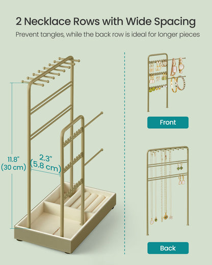 Jewelry Holder with Metal Frame and Velvet Tray - HWLEXTRA 