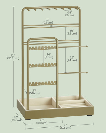 Jewelry Holder with Metal Frame and Velvet Tray - HWLEXTRA 