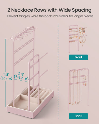 Jewelry Holder with Metal Frame and Velvet Tray - HWLEXTRA 