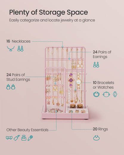 Jewelry Holder with Metal Frame and Velvet Tray - HWLEXTRA 