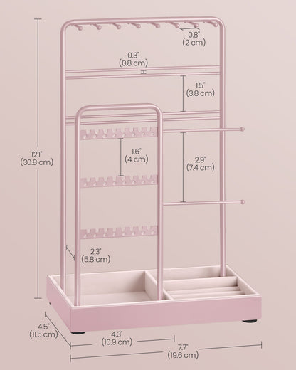 Jewelry Holder with Metal Frame and Velvet Tray - HWLEXTRA 