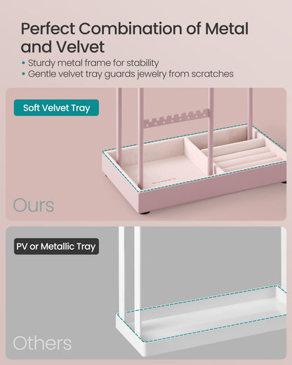 Jewelry Holder with Metal Frame and Velvet Tray - HWLEXTRA 