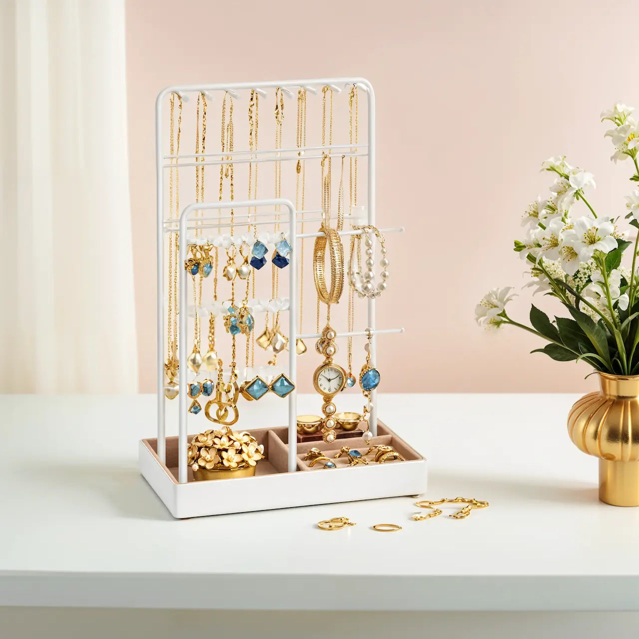 Jewelry Holder, Jewelry Organizer, Jewelry Display Stand with Metal Frame - image 2