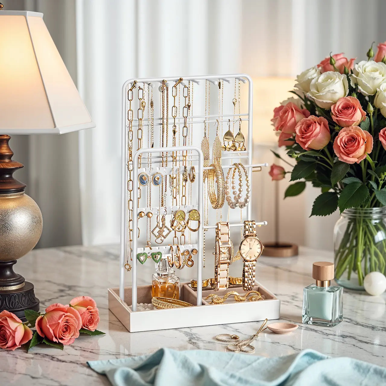 Jewelry Holder, Jewelry Organizer, Jewelry Display Stand with Metal Frame - image 3