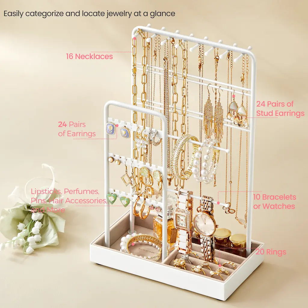 Jewelry Holder, Jewelry Organizer, Jewelry Display Stand with Metal Frame - image 4