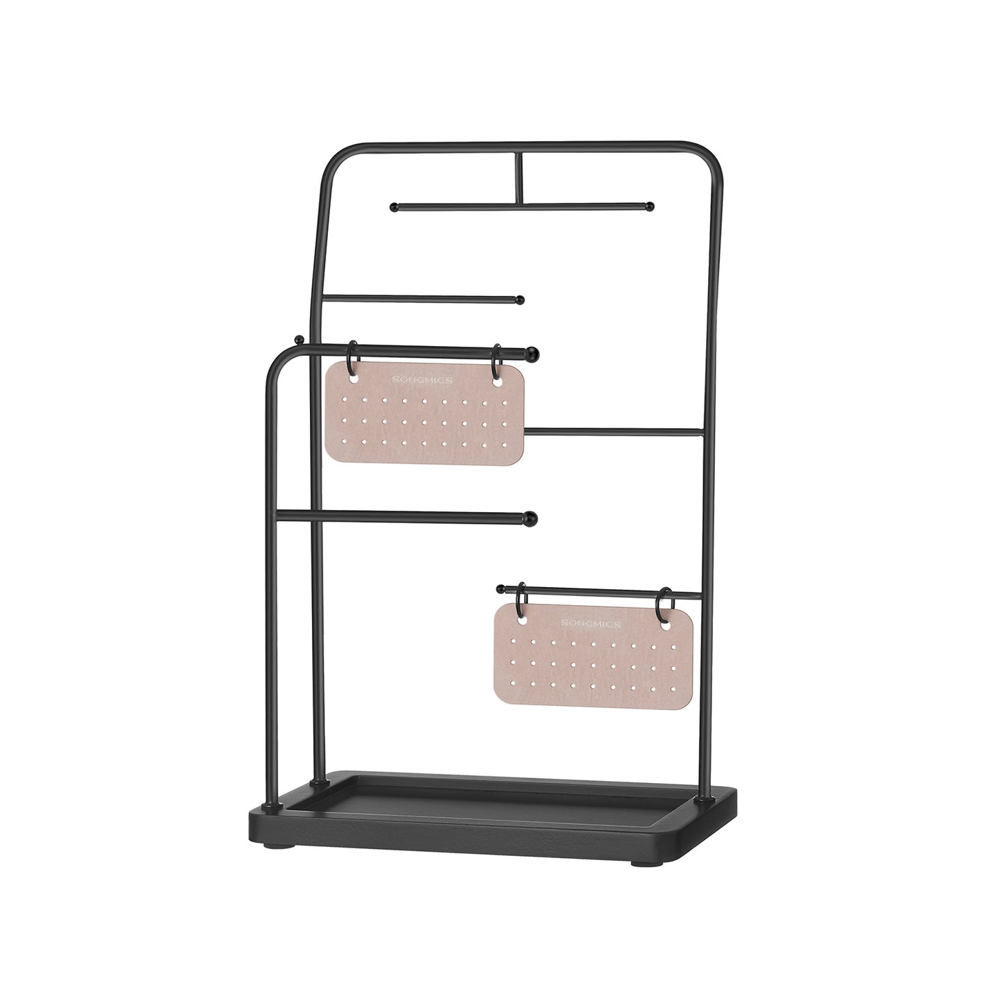 Jewelry Stand with Metal Frame, 2 Earring Boards, 6 Hanging Rods - image 1