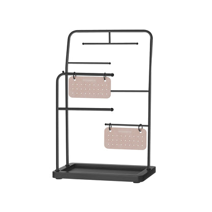 Jewelry Stand with Metal Frame, 2 Earring Boards, 6 Hanging Rods - image 1