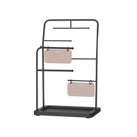 Jewelry Stand with Metal Frame, 2 Earring Boards, 6 Hanging Rods - image 1
