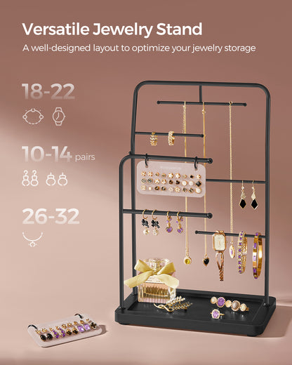 Jewelry Stand with Metal Frame, 2 Earring Boards, 6 Hanging Rods - image 3
