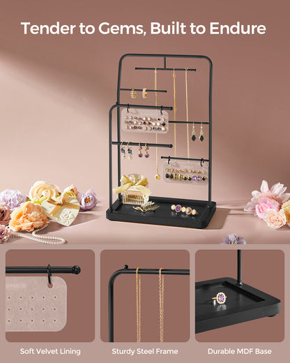 Jewelry Stand with Metal Frame, 2 Earring Boards, 6 Hanging Rods - image 5