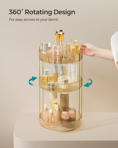 3-Tier Round Rotating Skincare Organizer Countertop - HWLEXTRA 