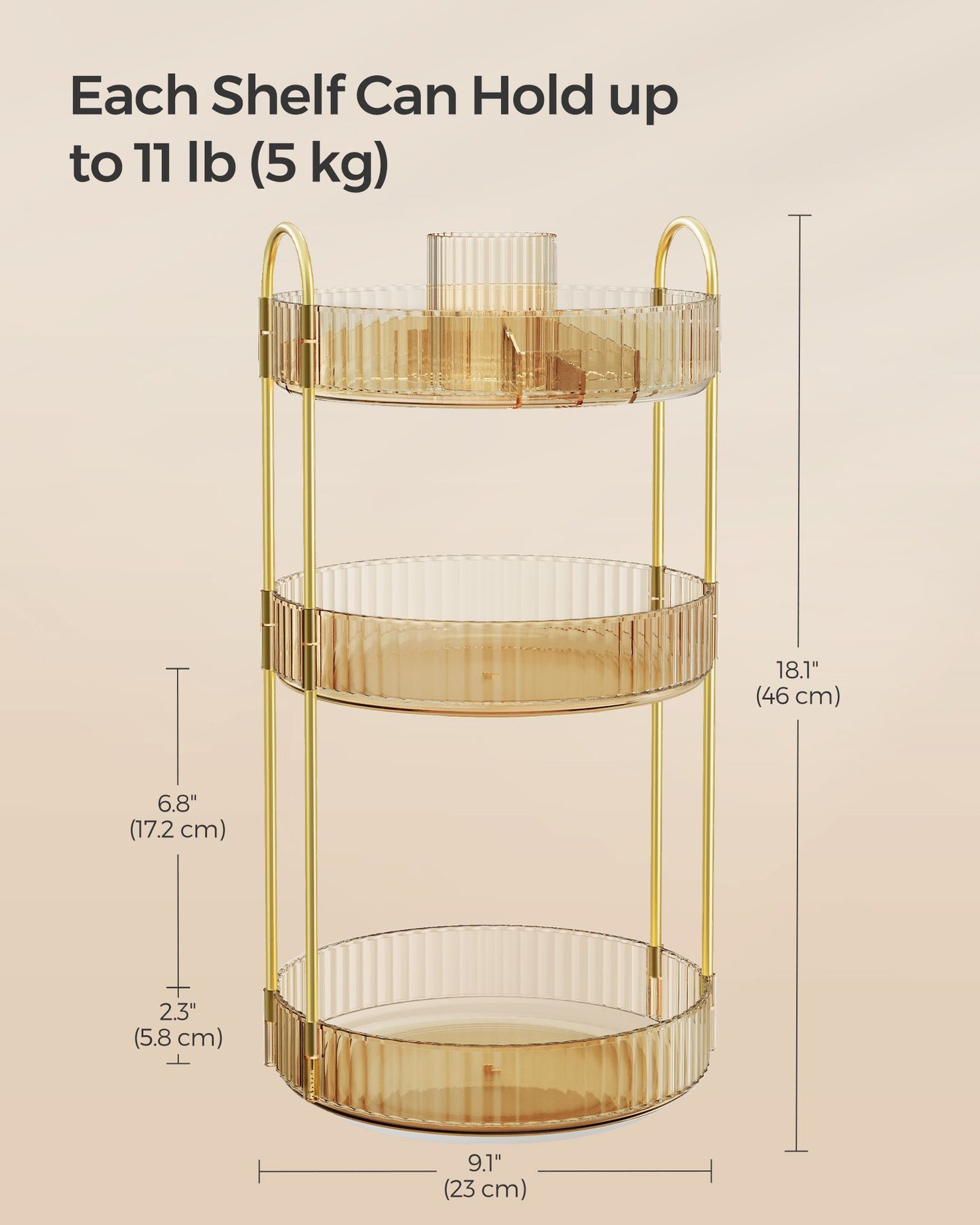 3-Tier Round Rotating Skincare Organizer Countertop - HWLEXTRA 