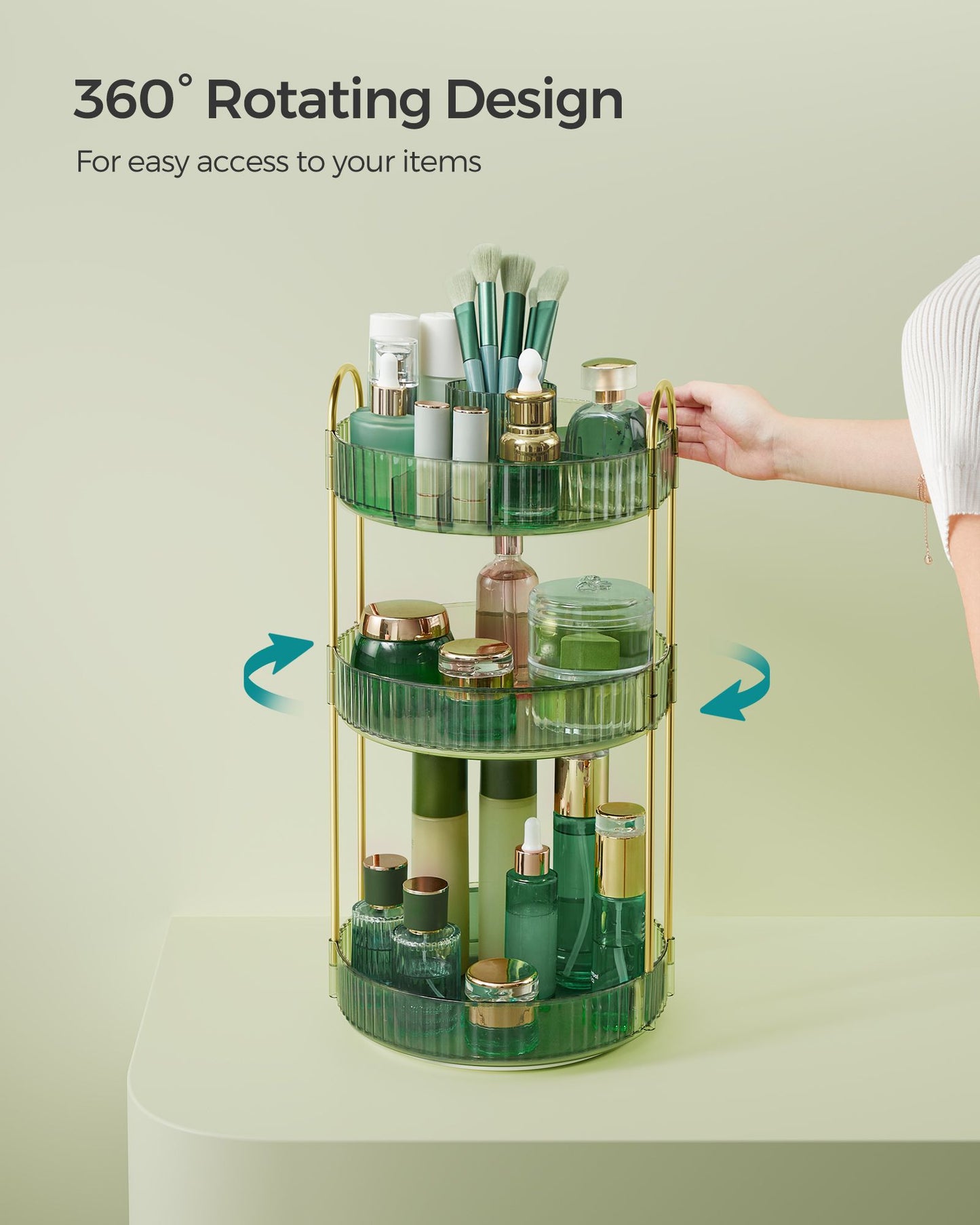 3-Tier Round Rotating Skincare Organizer Countertop - HWLEXTRA 