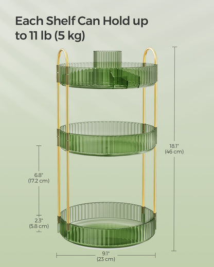 3-Tier Round Rotating Skincare Organizer Countertop - HWLEXTRA 