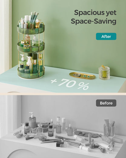 3-Tier Round Rotating Skincare Organizer Countertop - HWLEXTRA 