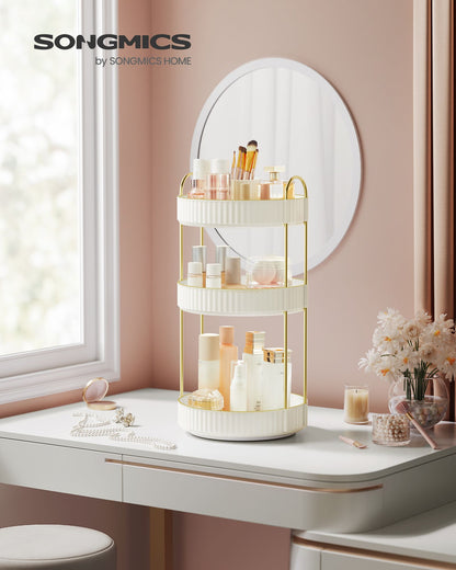 3-Tier Round Rotating Skincare Organizer Countertop - HWLEXTRA 