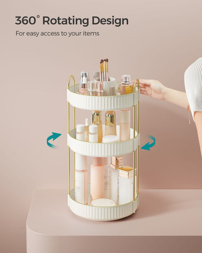 3-Tier Round Rotating Skincare Organizer Countertop - HWLEXTRA 