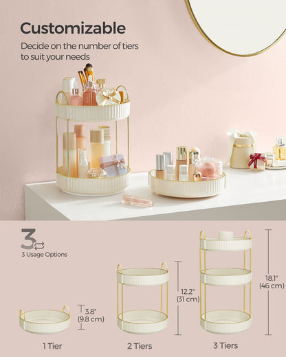 3-Tier Round Rotating Skincare Organizer Countertop - HWLEXTRA 
