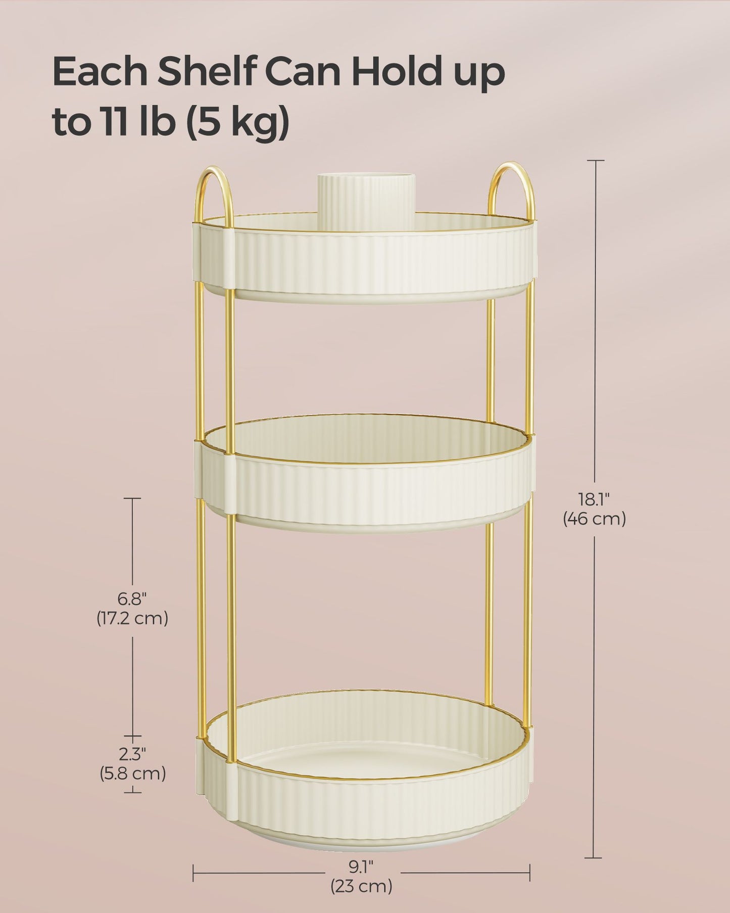 3-Tier Round Rotating Skincare Organizer Countertop - HWLEXTRA 
