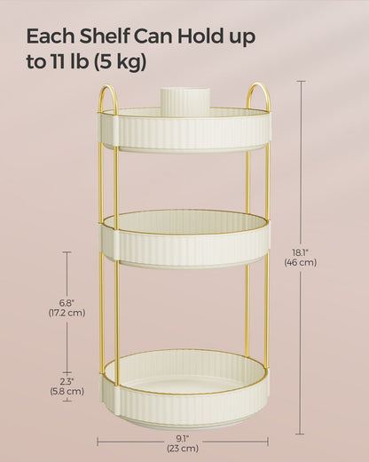 3-Tier Round Rotating Skincare Organizer Countertop - HWLEXTRA 