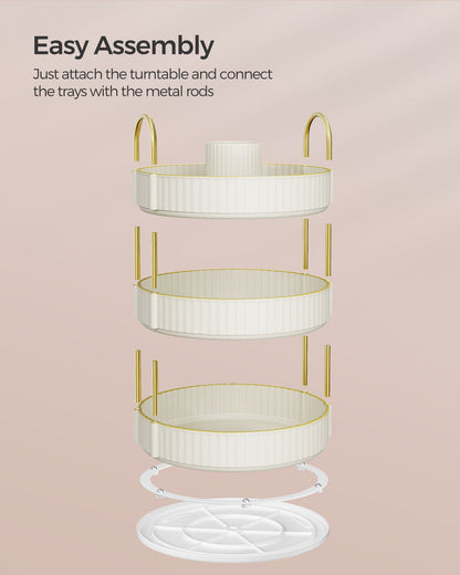 3-Tier Round Rotating Skincare Organizer Countertop - HWLEXTRA 