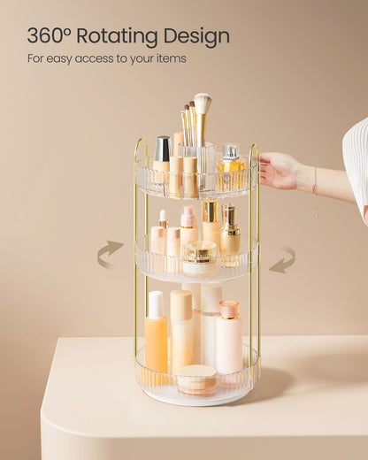 3-Tier Round Rotating Skincare Organizer Countertop - HWLEXTRA 