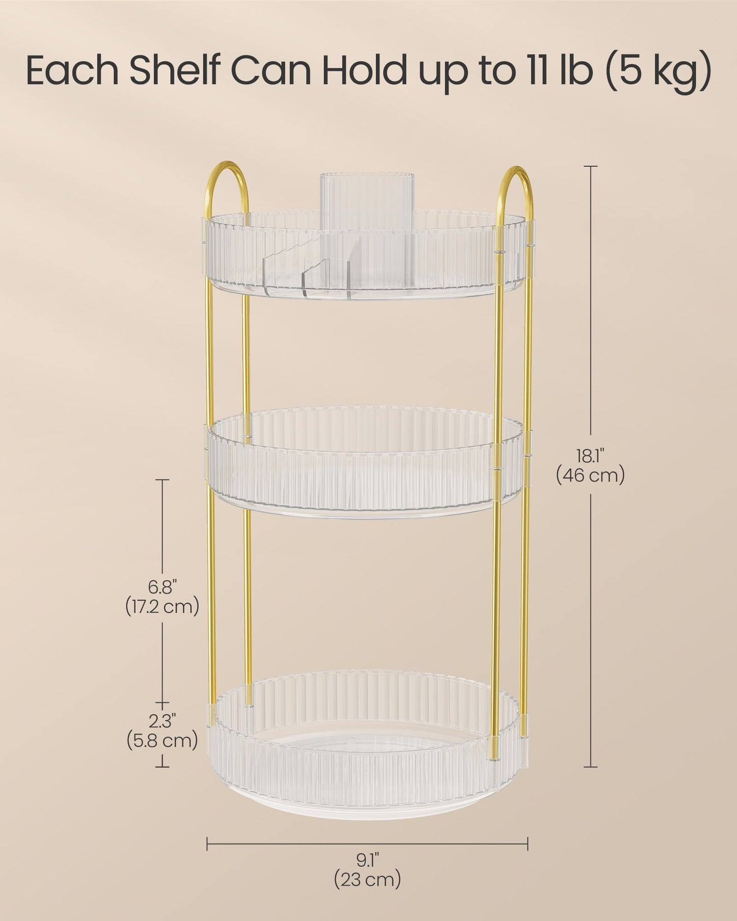 3-Tier Round Rotating Skincare Organizer Countertop - HWLEXTRA 