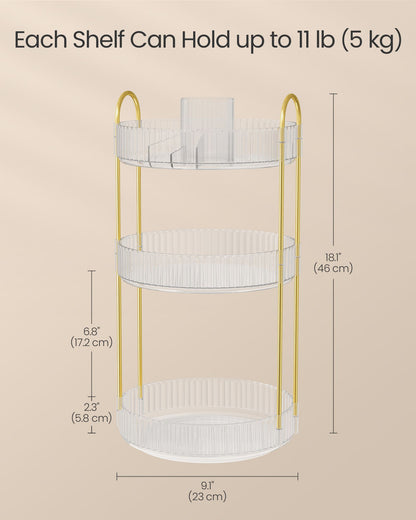 3-Tier Round Rotating Skincare Organizer Countertop - HWLEXTRA 