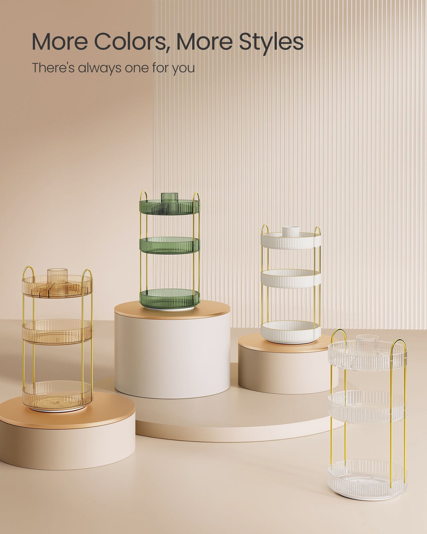 3-Tier Round Rotating Skincare Organizer Countertop - HWLEXTRA 